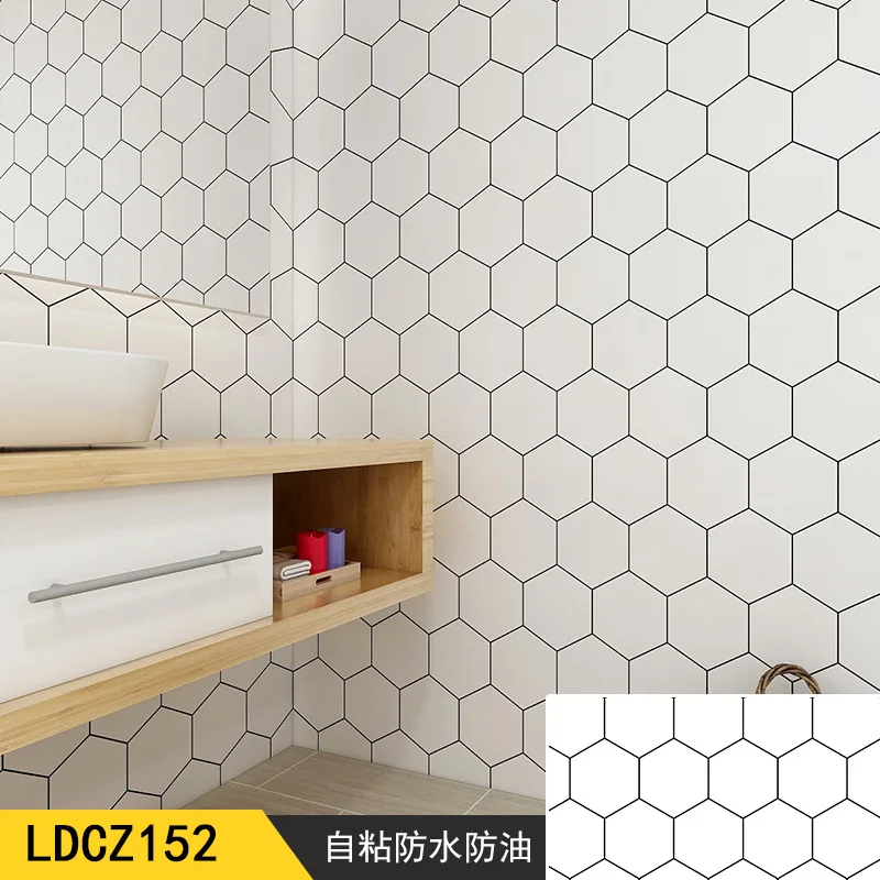 

cupboard Kitchen Oil-proof Self Adhesive Stickers Bathroom Floor Tiles Waterproof Wallpaper PVC Vinyl Mosaic Pattern Wall Sticke