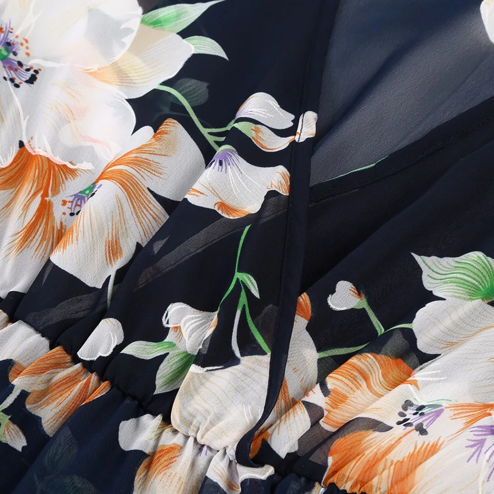 

Long Sleeve V-neck Female Dress Price Chiffon European Style Women Dresses 2021 Spring and Autumn Sexy Print Ankle Length