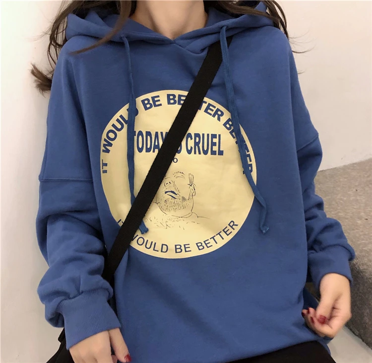 Новинка весна лето 2020 Корейская версия Свободная блузка с капюшоном в стиле