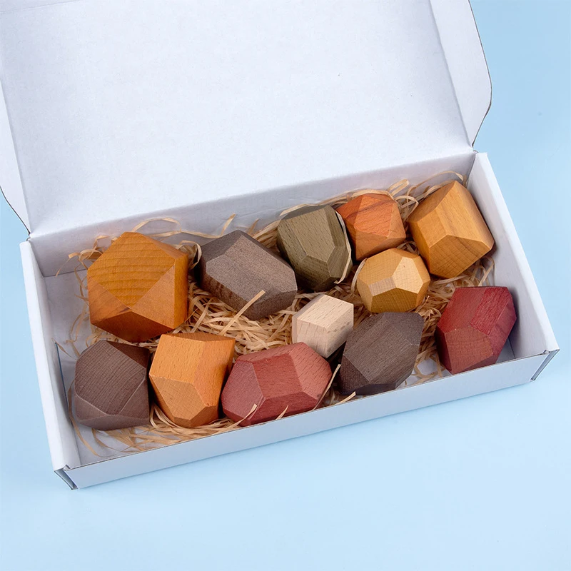 

Children's Wooden Colored Stone Jenga Building Block Educational Toy Creative Nordic Style Stacking Game Rainbow Wooden Toy Gift