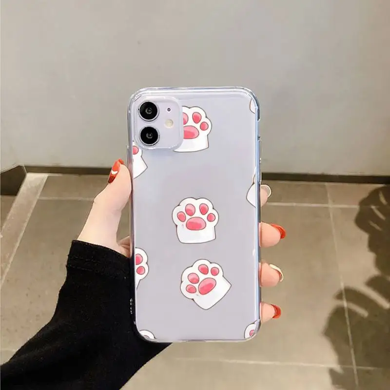 

Cute kitten Phone Case Transparent for iPhone 11 12 mini pro XS MAX 8 7 6 6S Plus X 5S SE 2020 XR