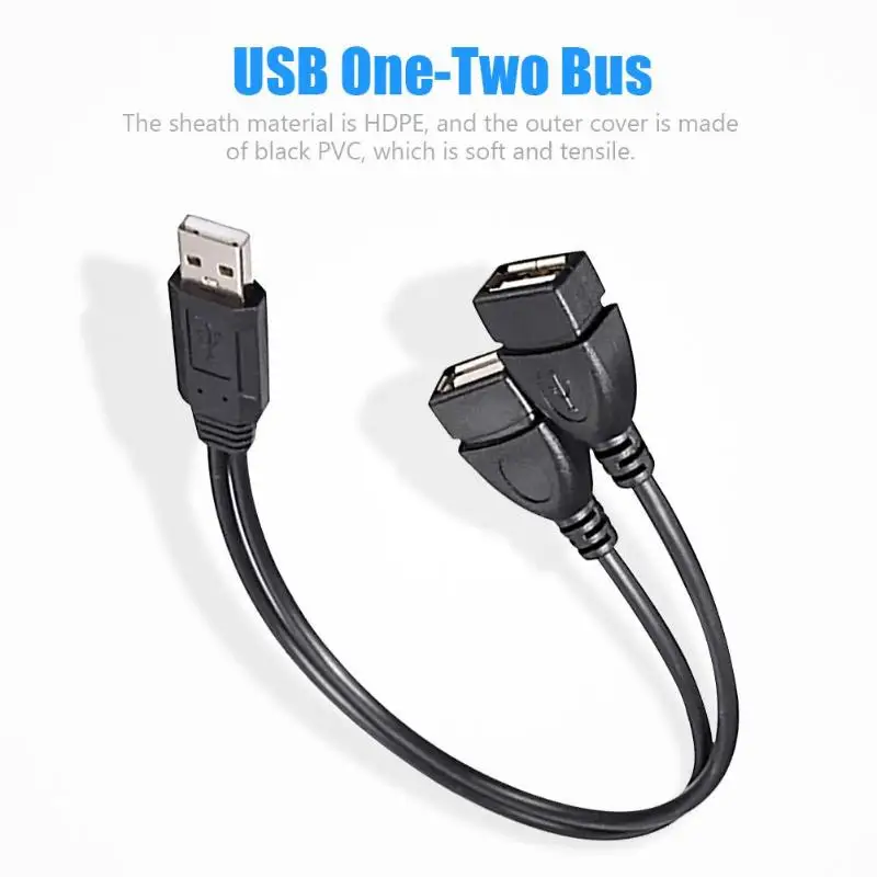 30 см USB2.0 папа к двойному USB гнезду зарядный кабель питания PVC Y Тип сплиттер дата