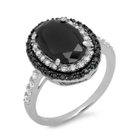 fashion womens cool black zircon ring creative black and white color matching size 6 10