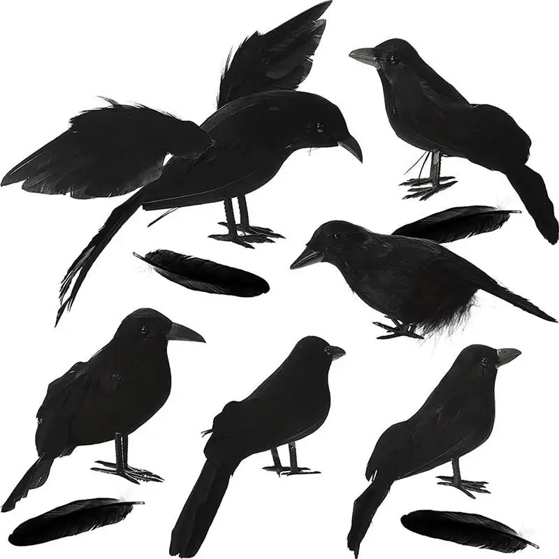 

Искусственная черная ворона, модель животного, искусственная ворона, черная птица, Ворон, реквизит, страшное украшение для вечеринки, 6 шт.