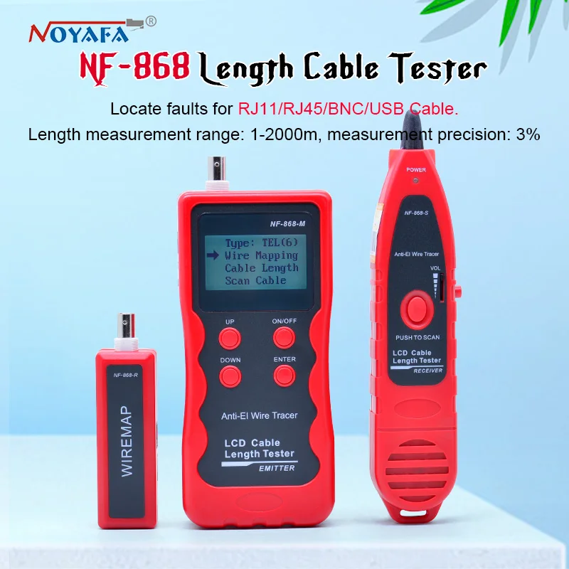 

NF-868 digital Cable Tester Tracker for RJ45, RJ11 Anti-jamming crosstalk/ short-circuit/Lenth tester NF_868