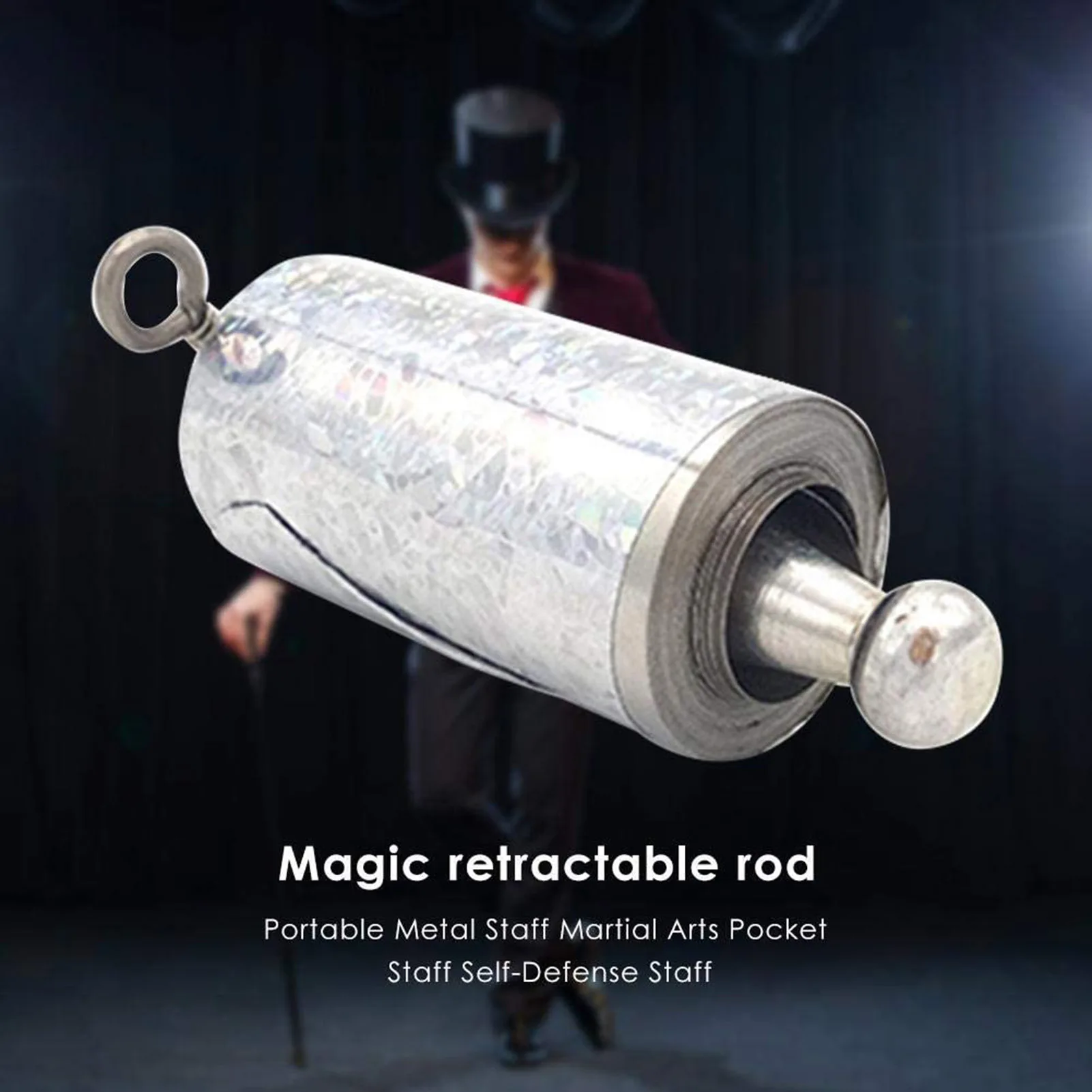 

Funny Metal Appearing Cane Decompression Walking Stick Prop Toy Pocket Staff Magic Wand Stage Close-up Magic Tricks Wand