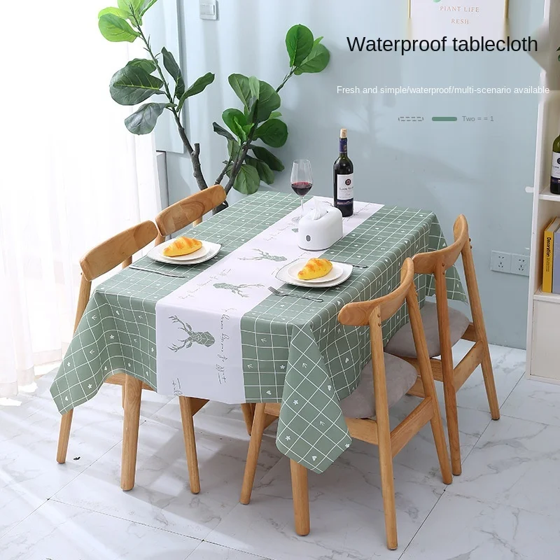 

Nordic style tea table tablecloth household plastic wash free tablecloth rectangular waterproof oil proof living room