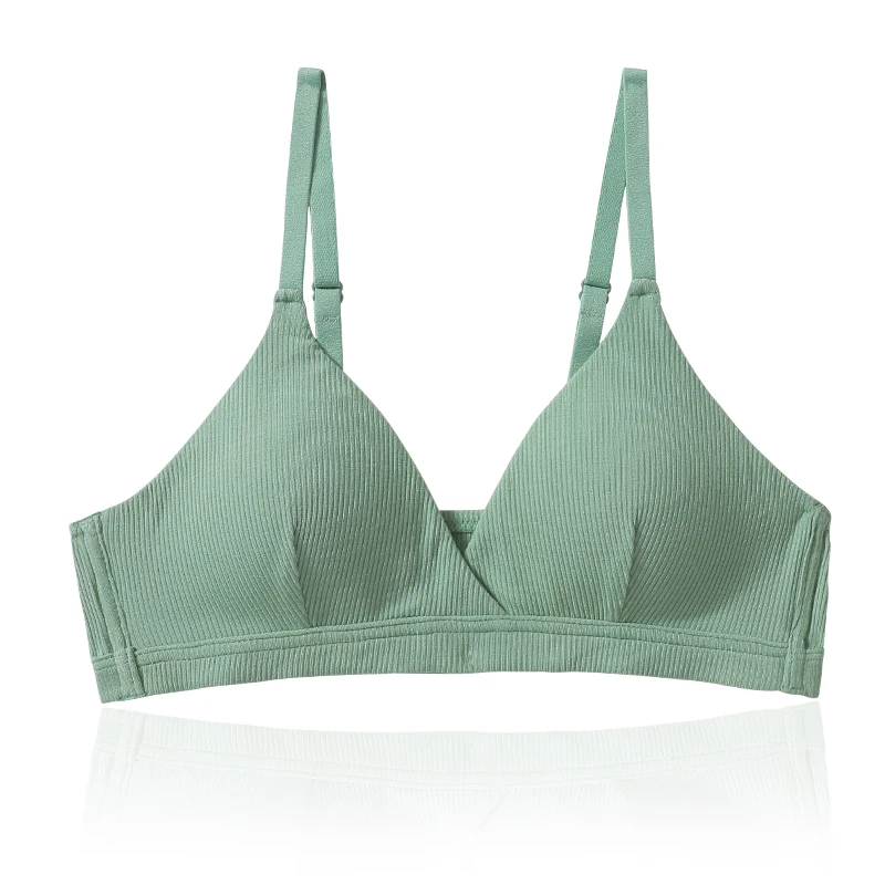 

[Clearance] French Underwear Women's Wireless Push up High School Girl Triangle Cup Small Flat Bra Summer Thin