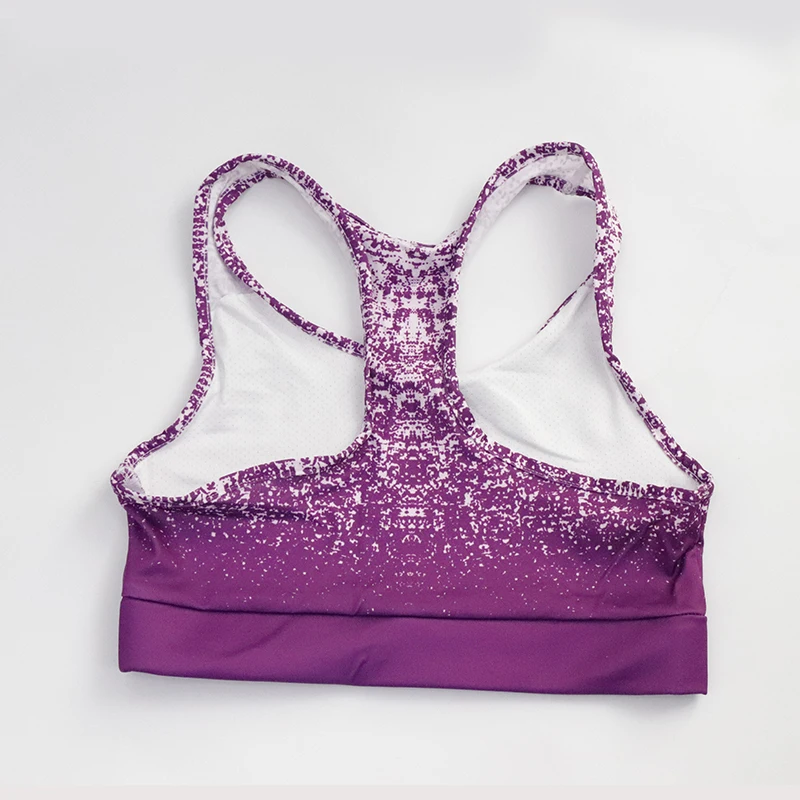 purple bra Domidofa, новинка, Женский комплект 2 шт., сексуальный, полиэстер, дышащий, градиентный, набор для тренировок, для спортзала, бега, фитнеса, йоги, упражнений - Цвет: purple bra