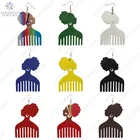 SOMESOOR красочные милые африканские деревянные серьги-подвески в форме головы винтажные Дизайнерские деревянные петли для ушей Висячие ювелирные изделия для женщин в подарок