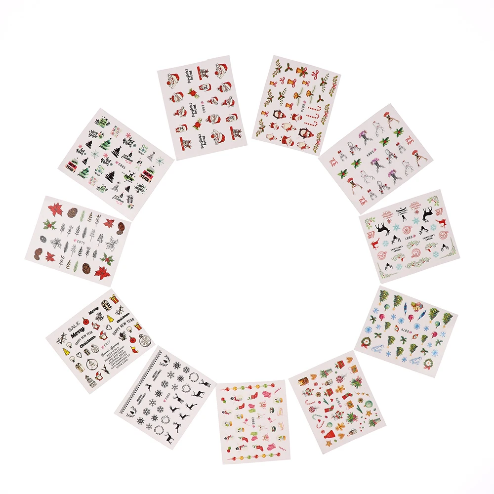 1 лист 3D переводные наклейки для ногтей с рождественским дизайном в виде снежинок