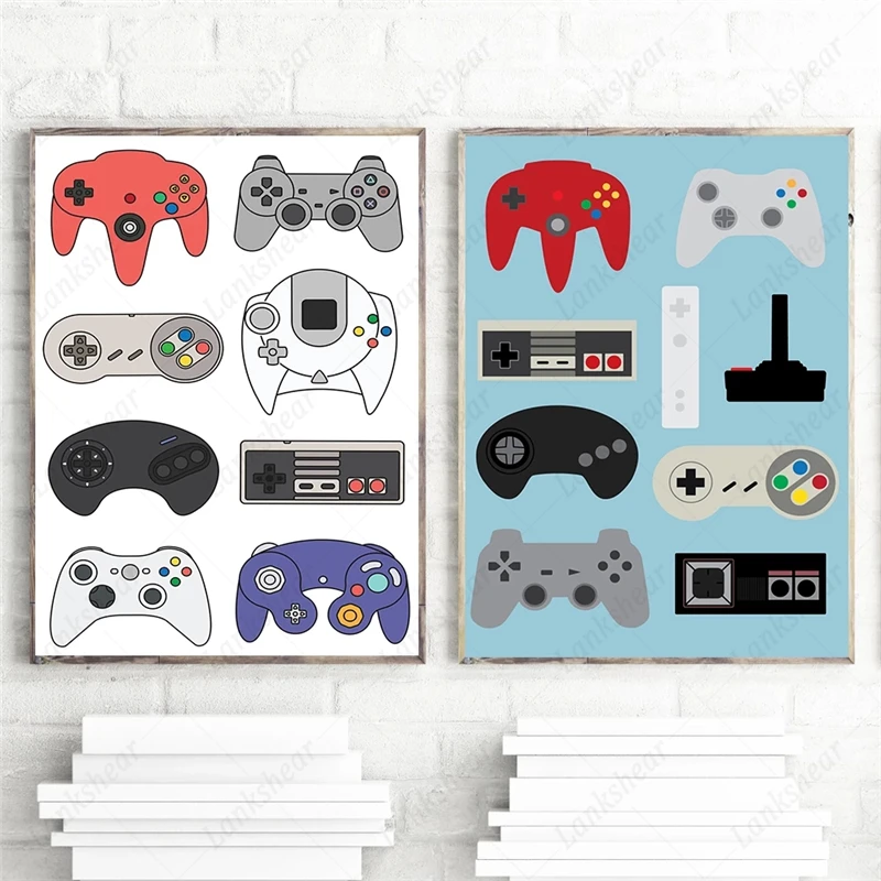 

Gaming Print Retro Wall Art Canvas Painting Gamer Gift Video Game Vintage Poster Gamepad Controller Picture Boys Kids Room Decor
