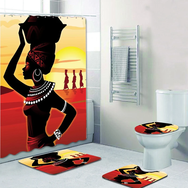 Набор из 4 предметов для ванной в Африканском и американском стиле набор штор