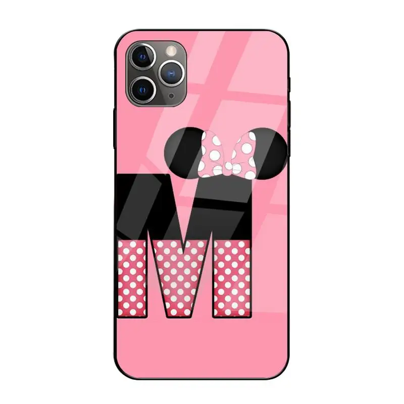 

Cartoon Mouse Bow 26 Letters DIY Printing Phone Tempered Glass For Iphone6plus 6S 7 7plus 8 X XS XSmax XR 11 12 Pro Max 12mini