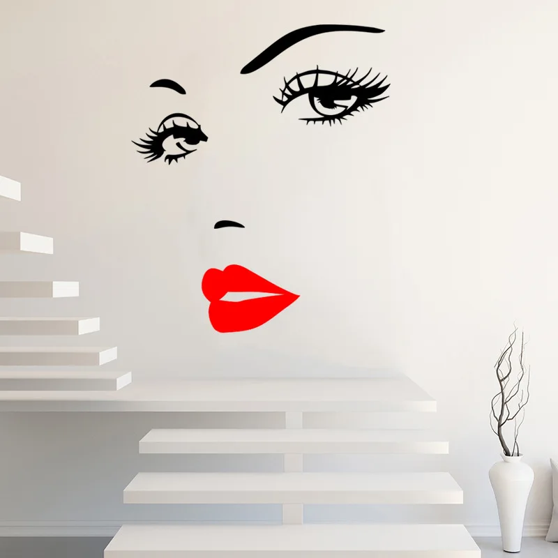 

Art Decals Sexy Girl Lip Eyes Wall Stickers Living Bedroom Decoration DIY Vinyl Decals Art Poster Home Decor PVC Wallpaper