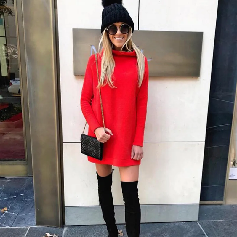 Женское вязаное Платье Свитер оверсайз черное облегающее платье водолазка с