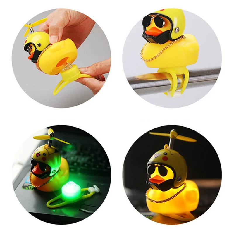 

Rear View Mirror Bike Cycling Riding Trim With Light Fix Strip Motorcycle Handlebar Helmet Broken Wind Small Yellow Duck Decor