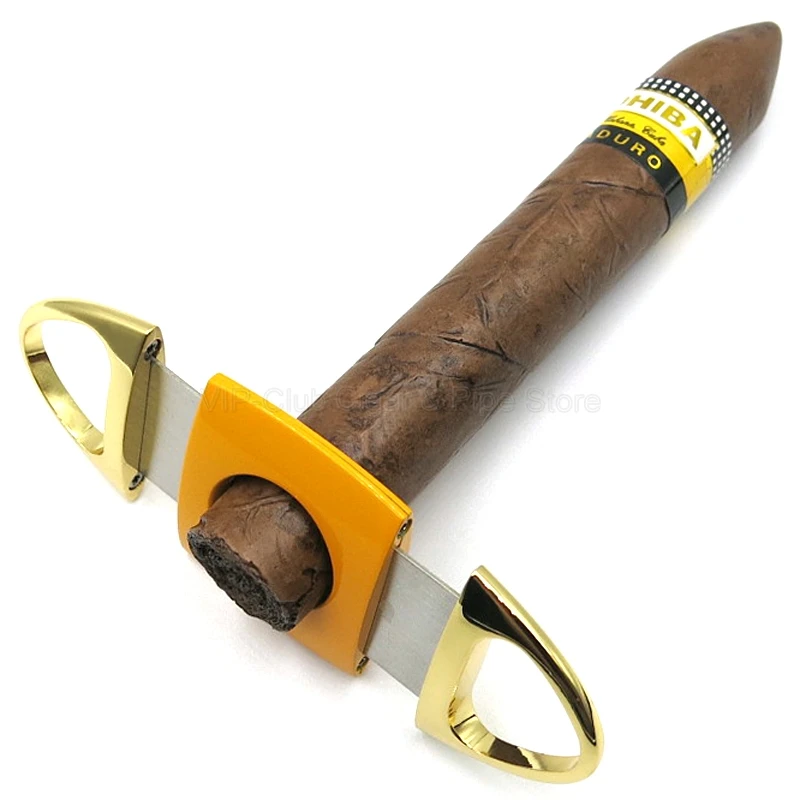 Cohiba Желтый и золотой Нержавеющая сталь с двумя лезвиями сигаретные Ножницы Резак