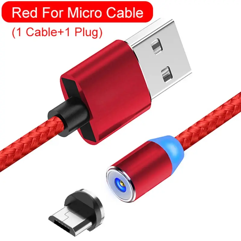 Suntaiho USB магнитная зарядка течёт светильник светодиодный Micro USB магнитный кабель Быстрая зарядка для iphone светильник ing USB Type C кабель Магнитный кабель для мобильного телефона - Цвет: For micro red