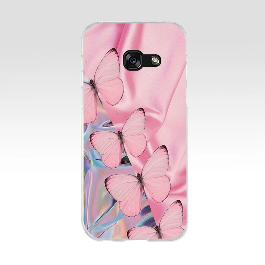 Мягкий Силиконовый ТПУ чехол 381FG с красной бабочкой на белых розах для телефона