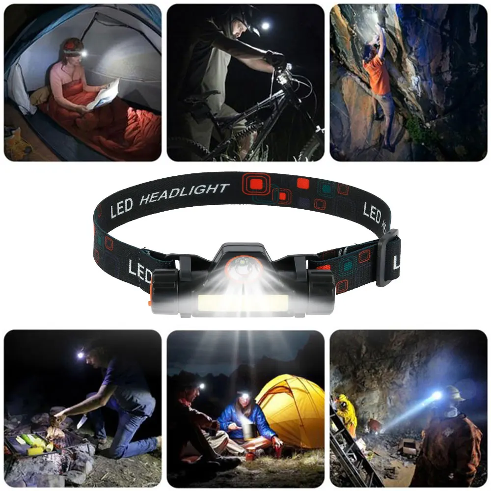 

Sensor XP-G Q5 Headlamp Head Lamp Headlight Waterproof 2500lm Cob Led Built in Usb Rechargeable 18650 Battery Working Light 5w