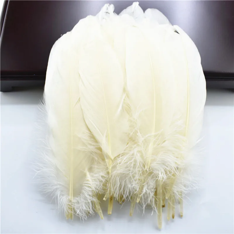 Off White Жесткий полюс, натуральные гусиные перья для рукоделия, 5-7 дюймов/13-18 см, самодельные ювелирные изделия, перо, свадебное украшение для дома - Цвет: Off White