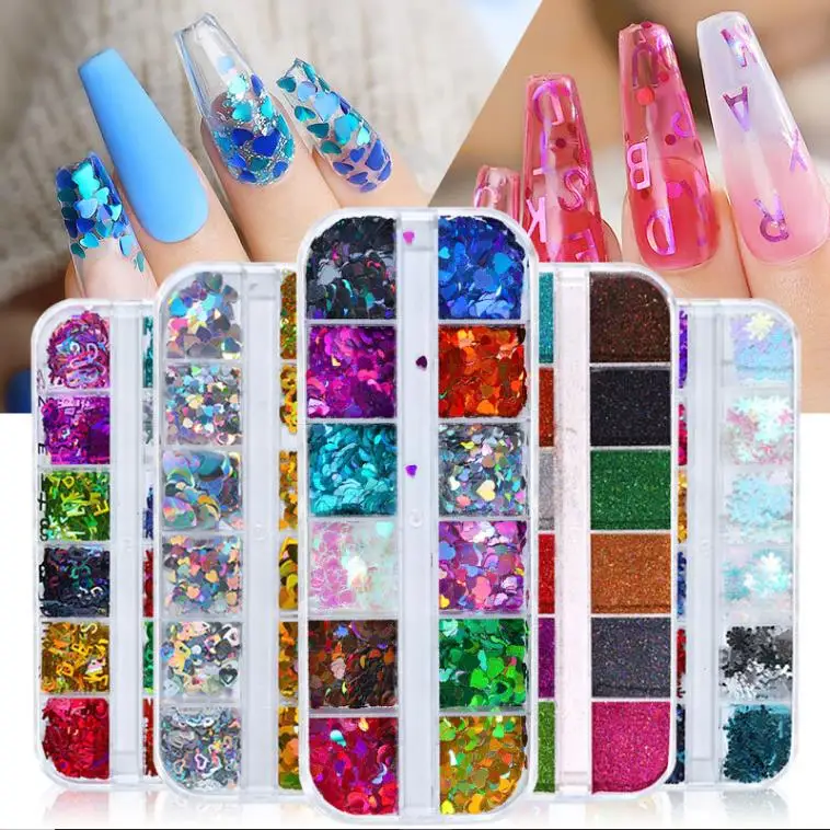 1 Набор разноцветные украшения для ногтей буквы в виде сердца блестки