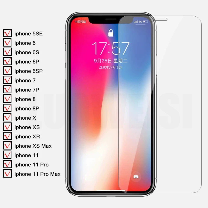 10H Защитная стеклянная пленка Закаленное стекло для iphone X Xr Xs 11 12 Pro Max SE 2020 6 7 8 Plus