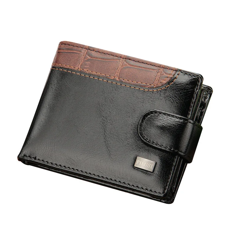 

Patchwork Leather Wallets Men Short Wallets With Coin Pocket Card Holder Male Luxury Brand Trifold Purse Men Money Bags Clutch