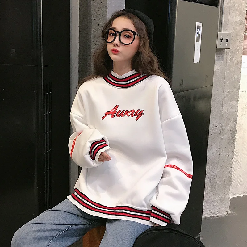 

plus size Sweatshirts 2020 Autumn Korean Style oversize Harajuku Hoodies Letter Printed clothes Turtleneck Hoody Tops