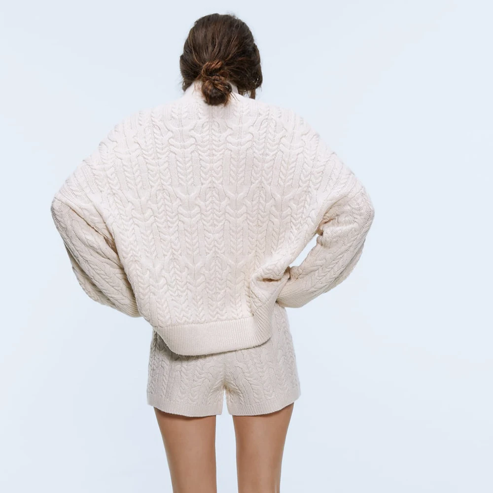 Europe and the United States Pullover 2019 ZA New Women's Sweater Long-sleeved Autumn Winter Loose Wild Rice White | Женская одежда