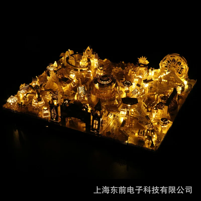 

Металлическая 3D-головоломка «сделай сам», модель с золотыми храмами и подсветкой, лучший подарок для любимых, друзей, детская коллекция, раз...