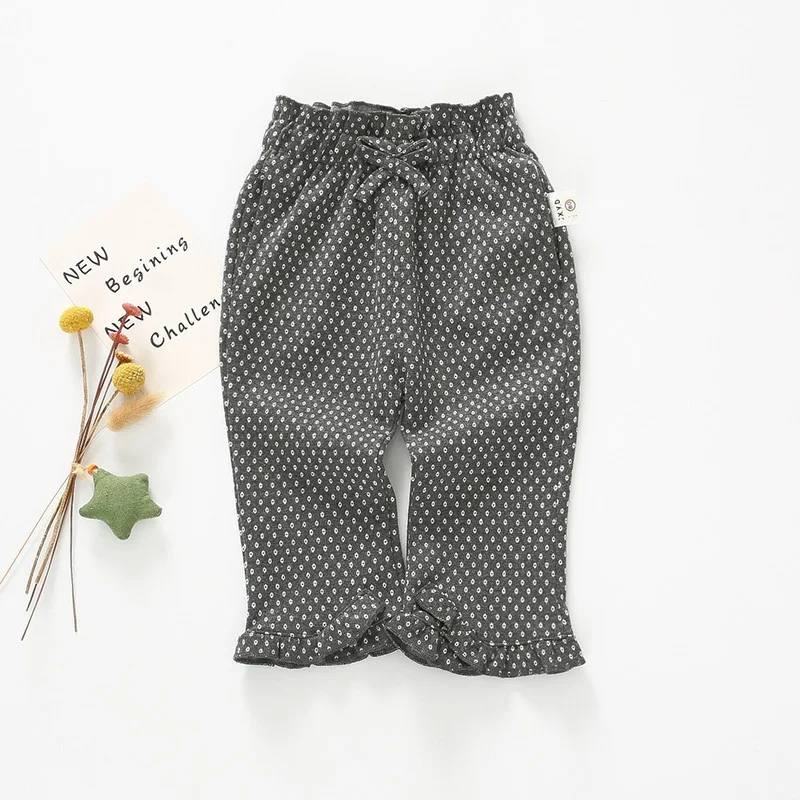 2019 Модные осенние штаны принцессы брюки для маленьких девочек детские Широкие в