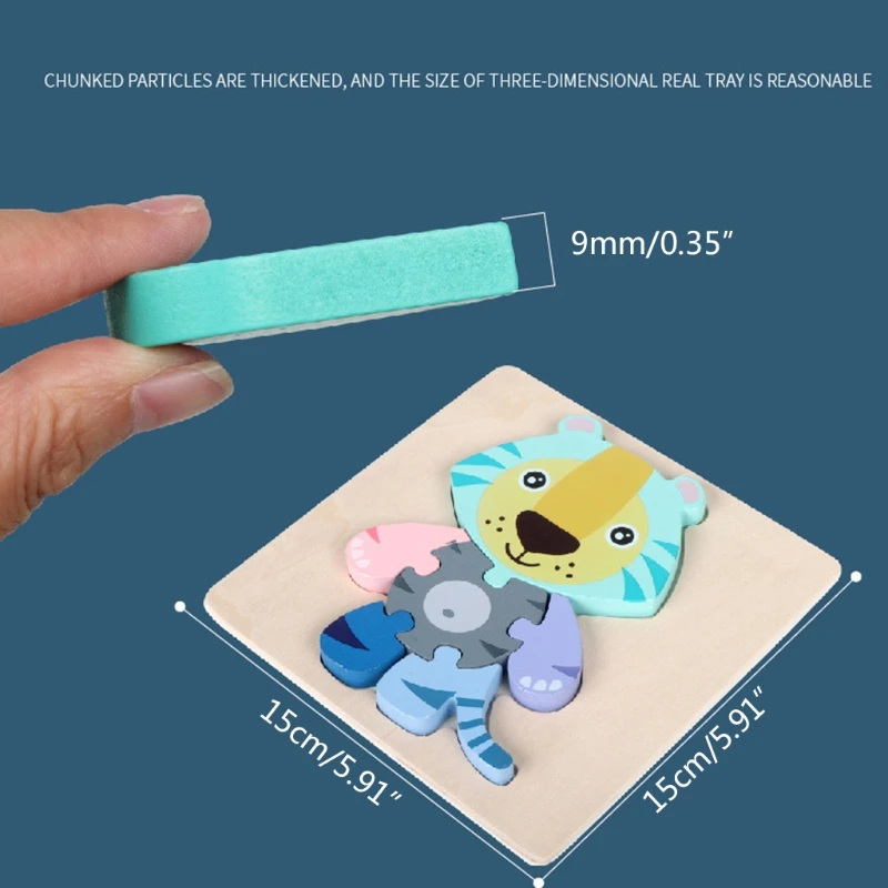 

1Set Sensory Toy 3D Wooden Learning Puzzle Cartoon Animal Puzzle Early Educational Jigsaw Puzzle for Children Gift