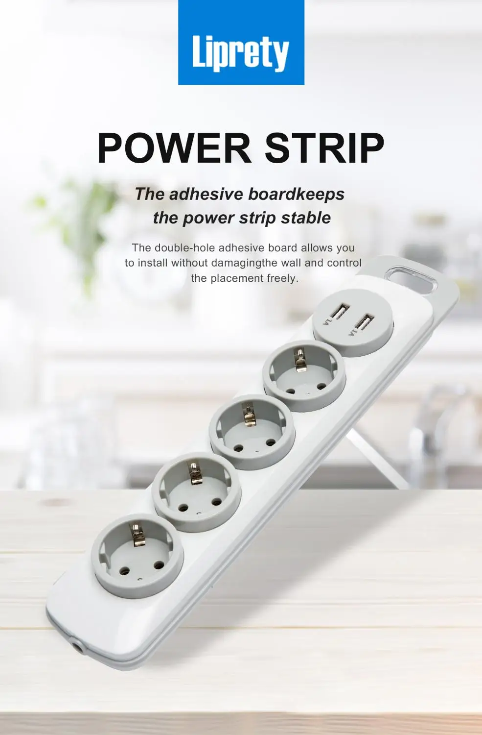 ЕС поп AC 5 + 2 Зарядка USB Мощность полосы электронный таймер разъем беговой дорожке