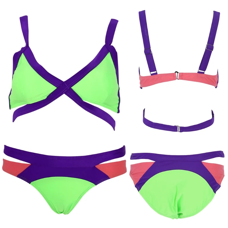 

Colorful Bandage Swimsuit Bathing Suit Bikini Set Push Up Strap Bra Swimwear Dropshipping