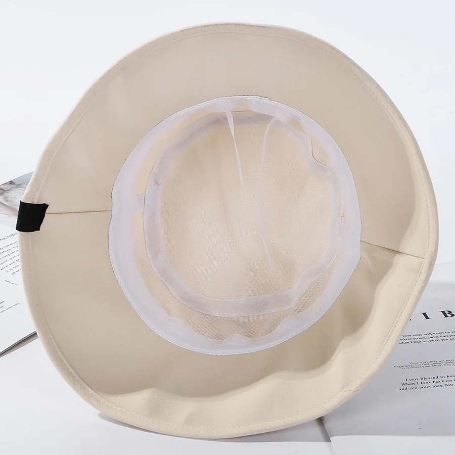 

2020 Cotton Black And White Letter Embroidery Bucket Hat Fisherman Hat Outdoor Travel Hat Sun Cap Hats For Men And Women