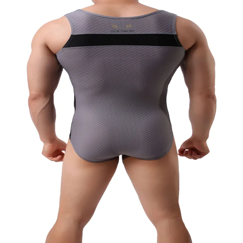 Комбинезон мужской бесшовный пикантное нижнее белье трико майка комбинезон