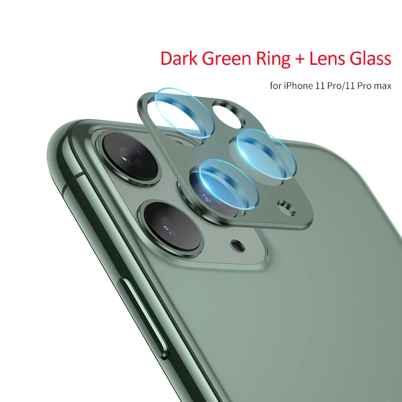 Dark Green Для iPhone 11 Pro Max пленка из закаленного стекла задняя крышка объектива камеры металлическое защитное кольцо чехол для iPhone 11 защита экрана - Цвет: Dark Green