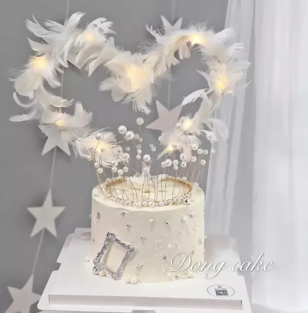 Маленькое сказочное украшение для торта удивительное перо белое черное Розовое