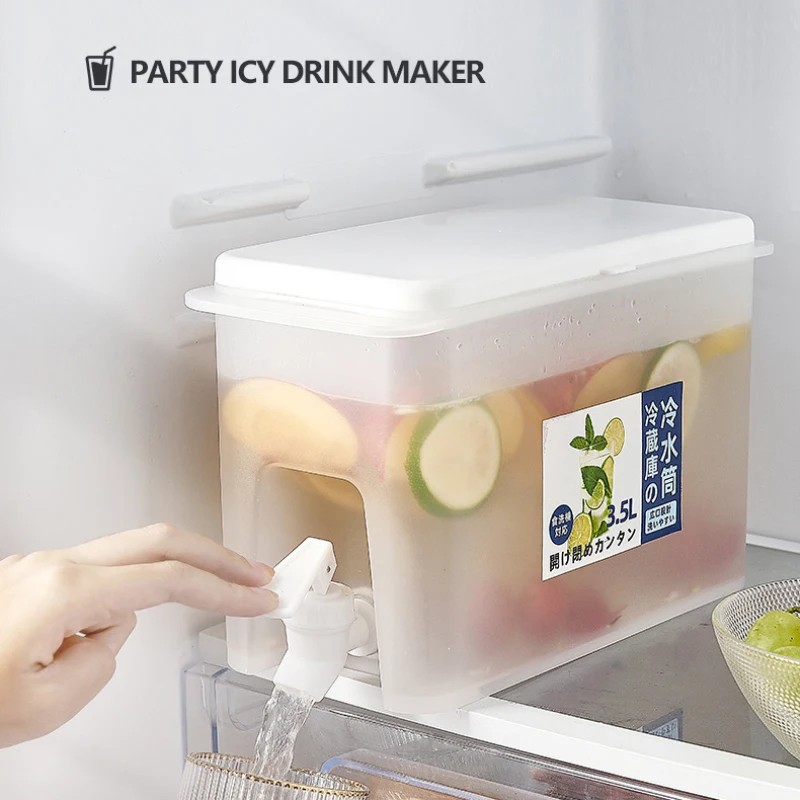 

3.5L Refrigerator Cold Kettle with Faucet Large Capacity Lemonade Fruit Teapot Beverage Dispenser Drinkware Water Bottles