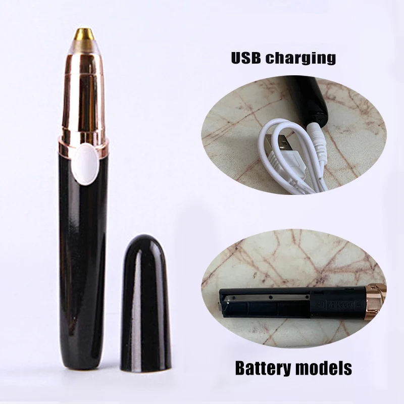 

USB Electric Eyebrow Trimmer Makeup Painless Eye Brow Epilator Pens Mini Shaver Razors Portable Facial Hair Remover for Women