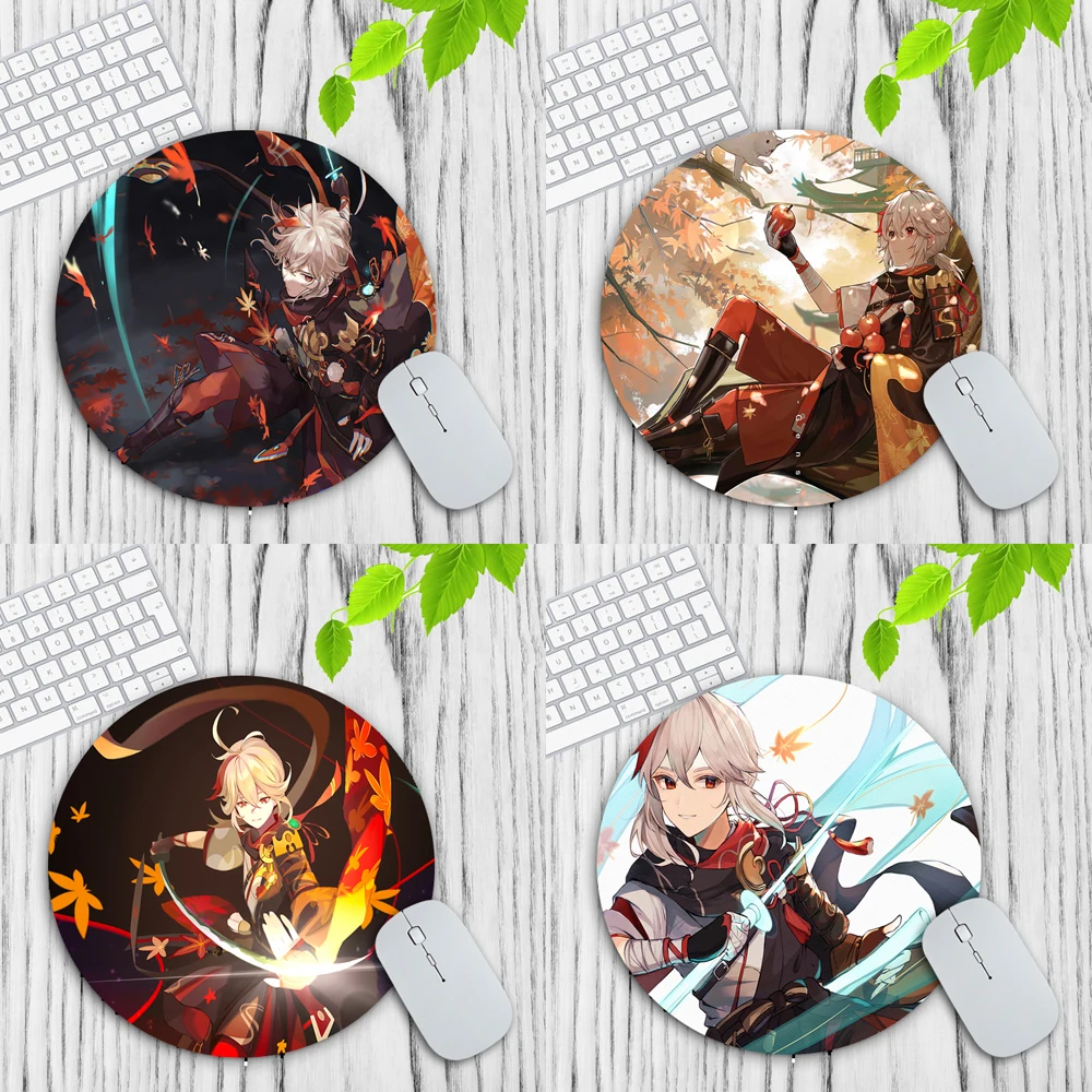 

Desk Matt Kaedehara Kazuha Genshin Impact Computer Desk Mat Mousemat Round Carpet Computer Mousepad Thin Mouse Rug 220X220MM