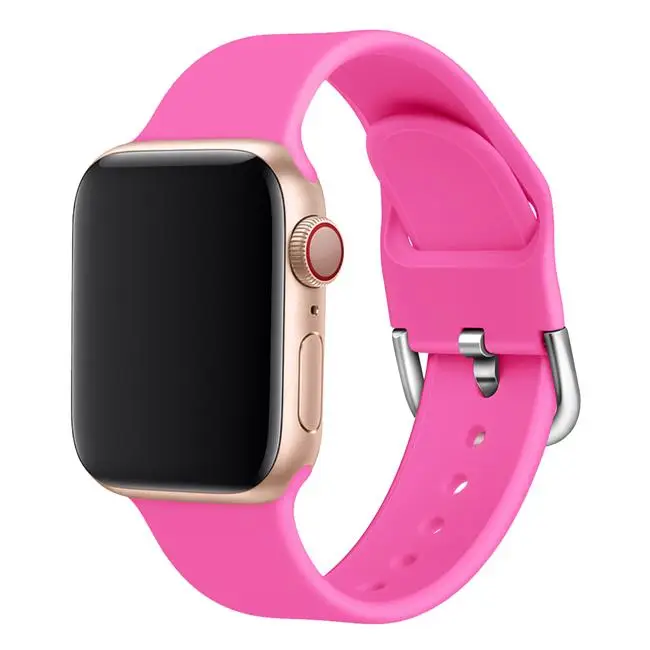 Barbie powder Силиконовый ремешок для наручных часов apple watch группа 44 мм 40 мм apple watch 5 4 ремешок 42 мм, 38 мм, версия наручных часов iwatch серии 5/4/3/2, correa, браслет - Цвет ремешка: Barbie powder