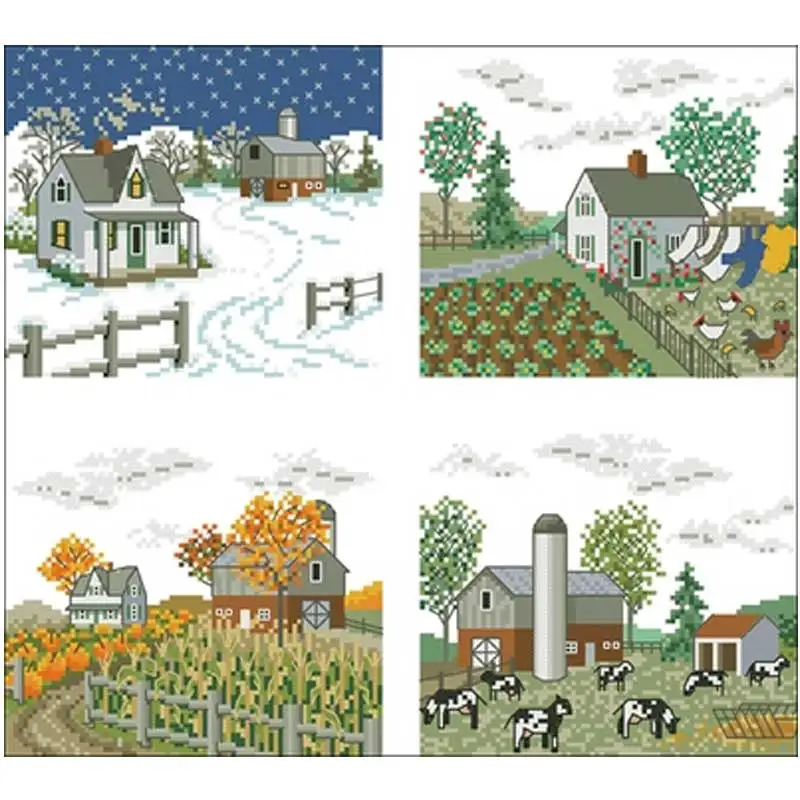 

Four Seasons Farm patterns Counted Cross Stitch 11CT 14CT 18CT DIY ChineseCross Stitch Kit Embroidery Needlework Sets home decor