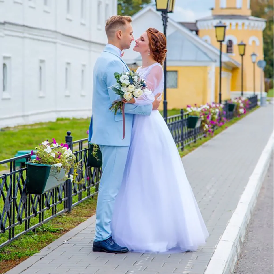 Женское платье с длинным рукавом Boho винтажное кружевное свадебное аппликацией