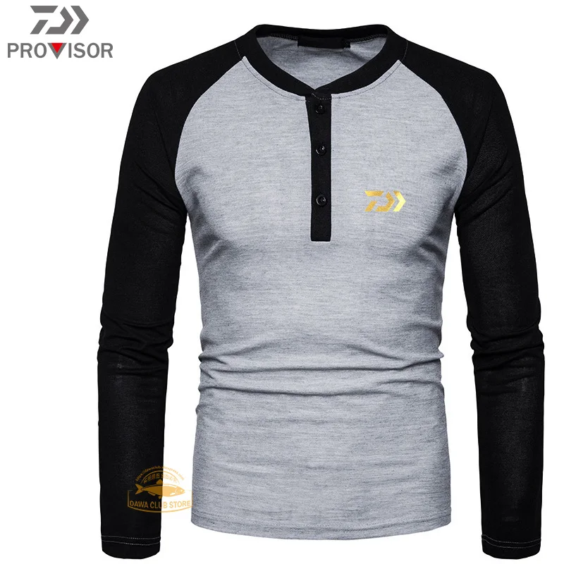 

DAIWA Fishing Clothes Men's New Outdoor Breathable Sunscreen Sportswear Color Matching Long-sleeved Plus Size Fishing T-shirt