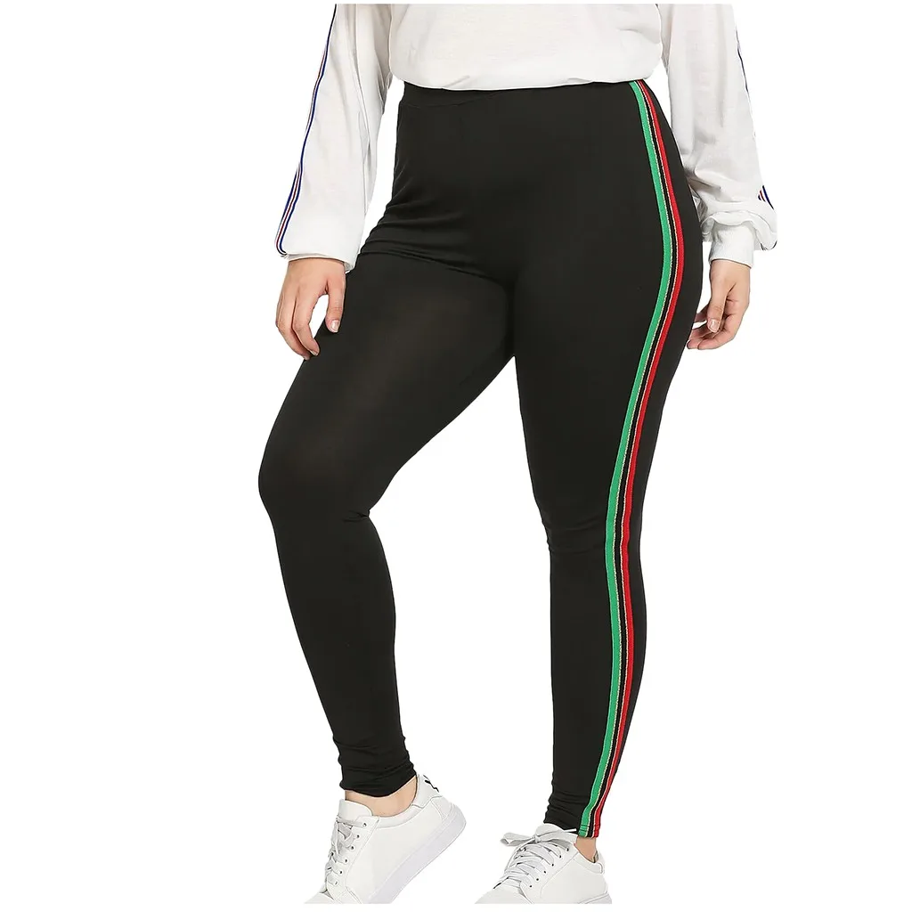 Женские леггинсы для фитнеса с боковой полосой большой размер спорта тренировок