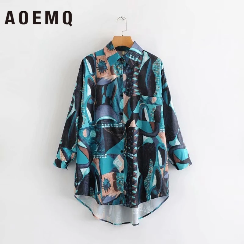 AOEMQ модная осенняя одежда рубашки для отдыха с отложным воротником Гавайские