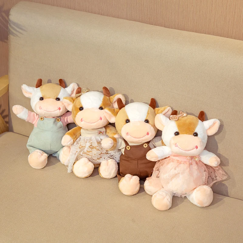 Kawaii Cattle Cow Stuffed Animals Soft Plush Toy PP Cartoon Toys Pets Big for Kids Cushions Bedroom Home Decor | Игрушки и хобби